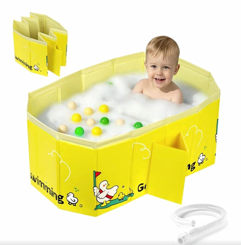 Foldable baby bath - tub, yellow