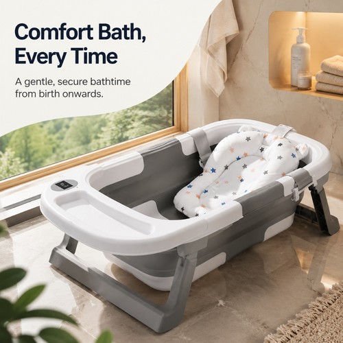 Foldable baby bath tub set - foldable,
