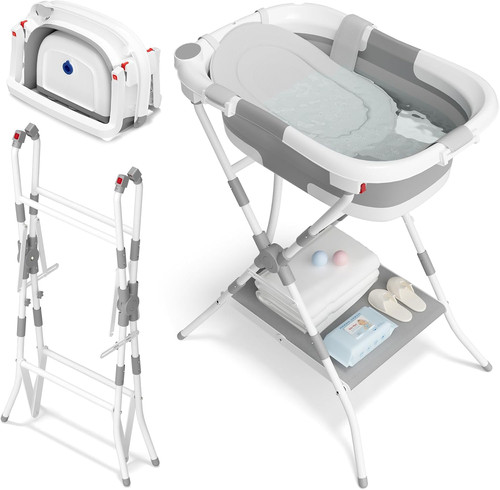 Foldable baby bath with - in,